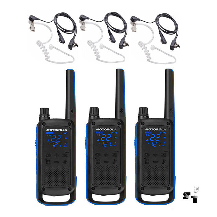 Trio de Handies Motorola T802 56 km - 22 Canales - Digital - Bluetooth + 3 Auriculares JH-801